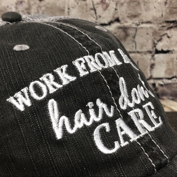 "Work From Home Hair“ Embroidered & Distressed Cap - Picture 2 of 7